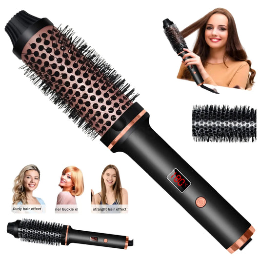 3IN1 Wavy Thermal Curler,Rectangle Curling Wand,5 Heat Settings for Instant Curls & Straight Hair, Straighten & Curl in Secs,Anti-Scald Safe Design,3-Minute Salon Blowout Brush,Perfect Mother'S Day Gift