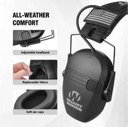 Electronic Hearing Protector, Noise Reduction Earmuffs, Head Mounted Wired Earmuffs,Hearing Protection-Earphone for Shooting, Hunting,Outdoor Activities，By Qins-Us