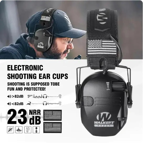 Electronic Hearing Protector, Noise Reduction Earmuffs, Head Mounted Wired Earmuffs,Hearing Protection-Earphone for Shooting, Hunting,Outdoor Activities，By Qins-Us