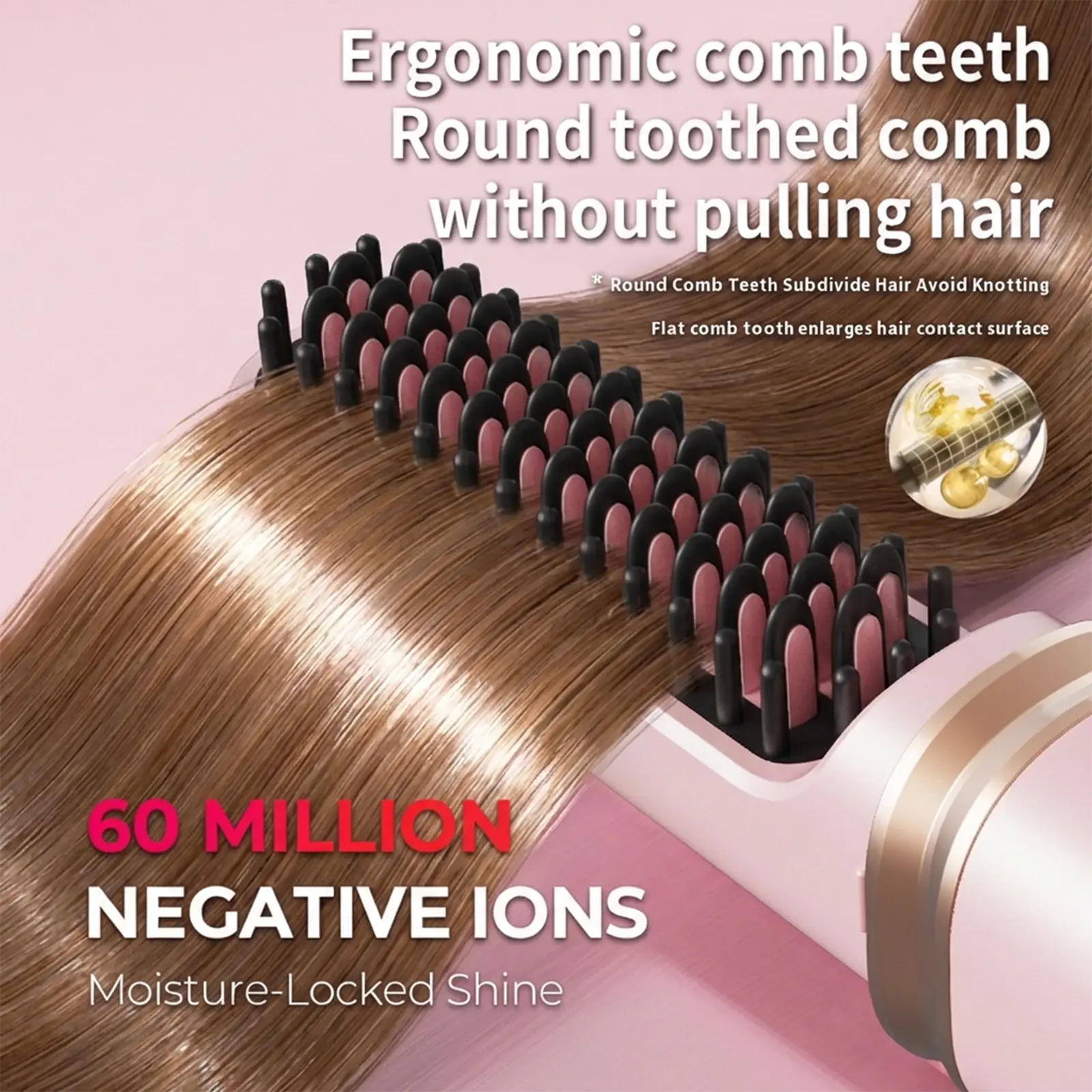 Cordless Hair Straightener Brush with Cover - Portable Mini Negative Ion Hot Comb for Travel, Gym & Car - USB Rechargeable Anti-Scald Hair Styler Hair Styling Tools